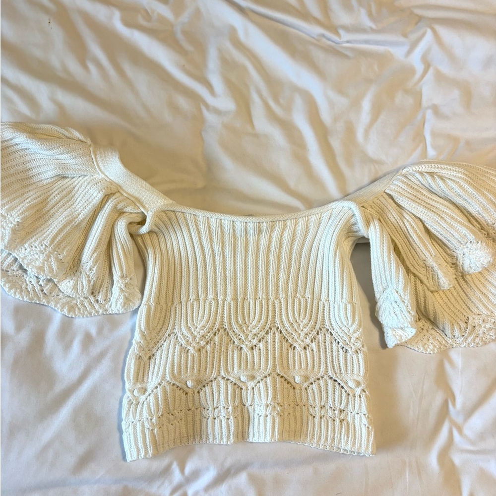 Zara Off-Shoulder Sweater in Cream
